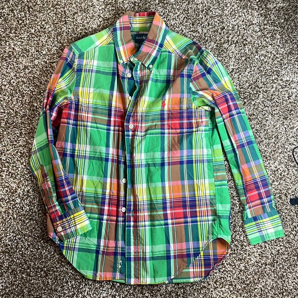 Boys sz 8 Ralph Lauren Polo Long Sleeve Button Down Plaid shirt